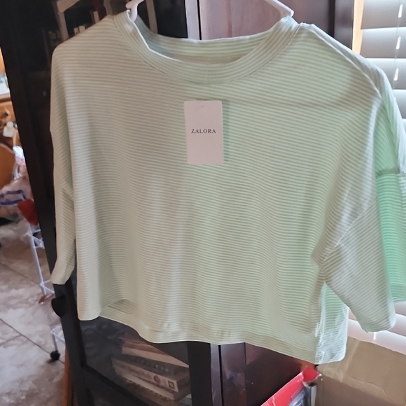 zalora Tops - Zalo Mint Green Short Sleeve Tee